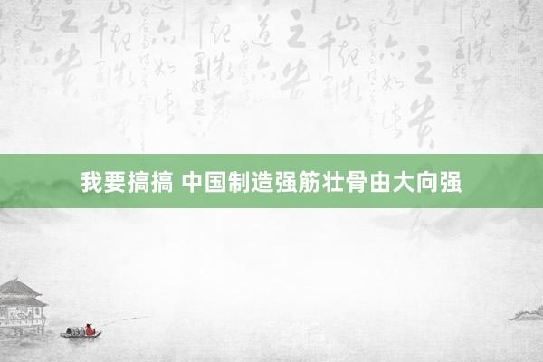 我要搞搞 中国制造强筋壮骨由大向强