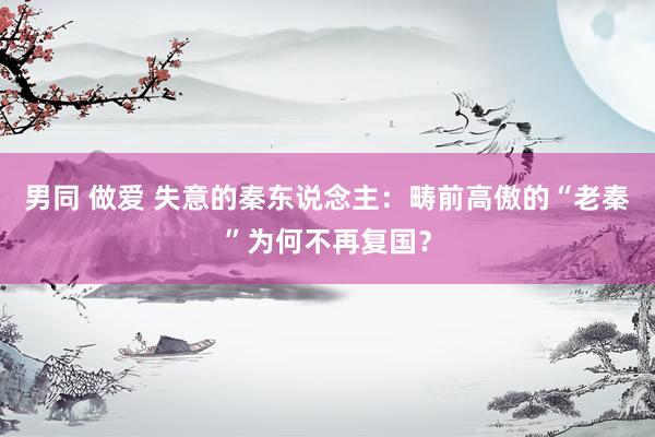 男同 做爱 失意的秦东说念主：畴前高傲的“老秦”为何不再复国？