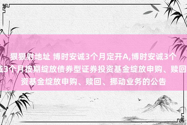 狠狠射地址 博时安诚3个月定开A,博时安诚3个月定开C: 博时安诚3个月按期绽放债券型证券投资基金绽放申购、赎回、挪动业务的公告