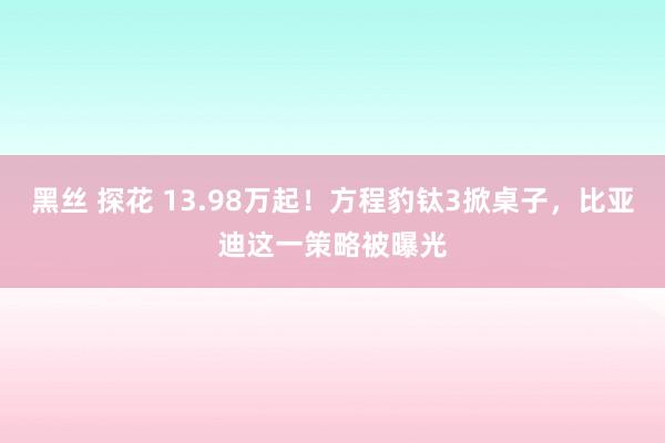 黑丝 探花 13.98万起！方程豹钛3掀桌子，比亚迪这一策略被曝光