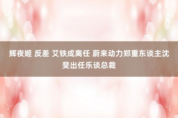 辉夜姬 反差 艾铁成离任 蔚来动力郑重东谈主沈斐出任乐谈总裁