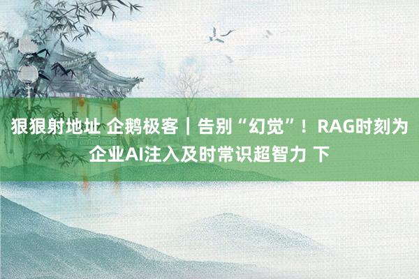 狠狠射地址 企鹅极客｜告别“幻觉”！RAG时刻为企业AI注入及时常识超智力 下