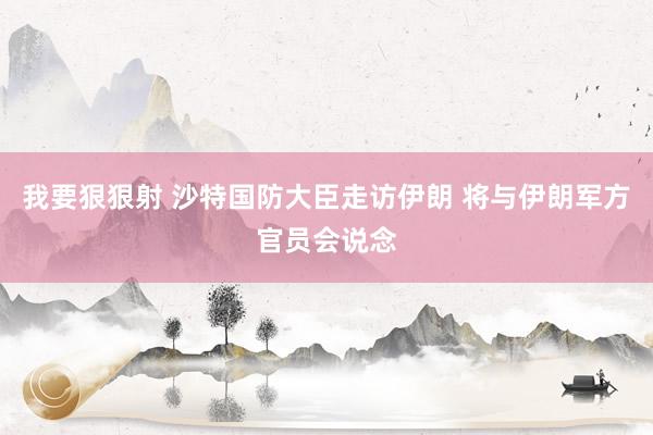 我要狠狠射 沙特国防大臣走访伊朗 将与伊朗军方官员会说念